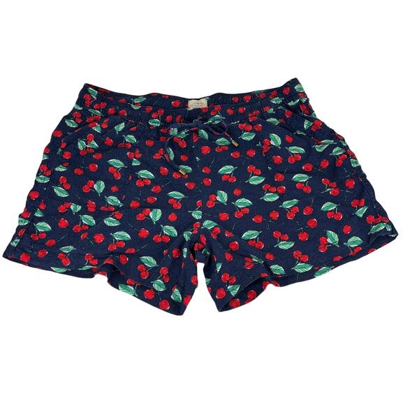 St. John's Bay Cherry Print Shorts XL linen blend pockets pull-on elastic preppy - Picture 1 of 5